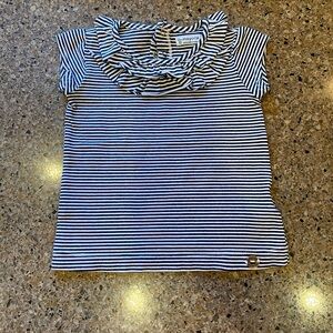 Mayoral Navy and White Striped Ruffle Collar Tee